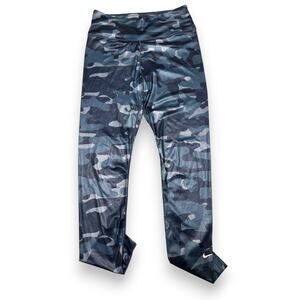 Nike Dri-Fit Blue Camo Mid Rise Active Leggings Size Medium